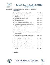 Geriatric Depression Scale Gds A Short Form Giic