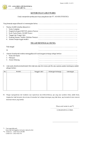 Asli surat keterangan ahli waris/kuasa ahli waris 5. Contoh Formulir Pensiunsaya