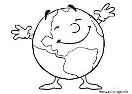 coloriage la planete terre heureuse journee de jecolorie com dino