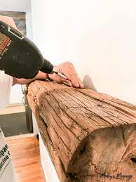 Specialised drill bits are required to bore through the brick, and concrete sleeve anchors are needed to expand inside the brick and act as sturdy, durable supports. Diy Floating Mantel Build One Out Of Barn Wood Marty S Musings