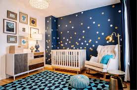 Maybe you would like to learn more about one of these? Gold And Blue Nursery With Silver And Gold Dot Wall Decals Contemporary Nursery Benjamin Moore Hudson Bay