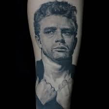 My James Dean portrait, done by Chris Adamek at Sixth Element Studio in  Lebanon, NJ : r/tattoos