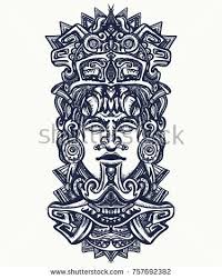 Ancient Aztec Totem Mexican God Ancient Mayan Civilization Indian Mayan Carved In Stone Tattoo Art Mayan Ta Mayan Tattoos Aztec Tattoo Designs Aztec Tattoo