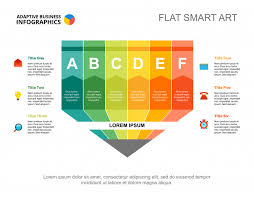 six colors pencil process chart template for presentation