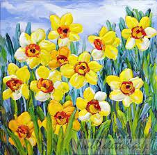 Daffodil Flower Small Oil Painting Canvas Art Yellow Floral Original Oil Painting Canvas Art Painting Flower Painting