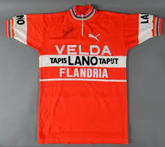 Maillot Officiel De L Equipe Flandria Velda Lano Porte Et Signe Par Freddy Maertens Lors De La Saison 1978 L Maillot Cycliste Vintage Maillot Maillot Cyclisme