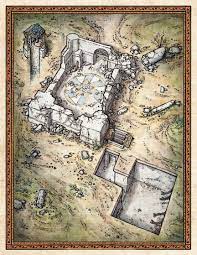 Temple Ruins Cutaway Illustration Isometric Map Dungeon Maps Fantasy Map
