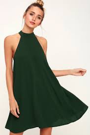 Love Of Mine Forest Green Halter Swing Dress Halter Swing Dress Halter Dress Casual Swing Dress