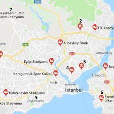 The national league (formerly known as the national conference) is at the 5th level of the the bar chart below shows the average away match journey distance in miles for each national league team. Istanbul Stadiums Map 23 Download Scientific Diagram