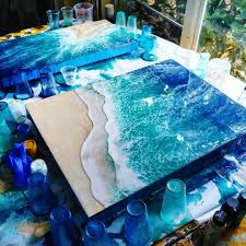 Stretching Out Some Waves Today Im Getting In Some Free Work Before All The Mothers Day Orders I Ll Be Pouring This C Resin Art Painting Resin Art Trash Art