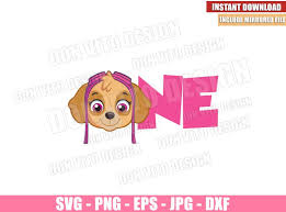 Download One Skye Svg Dxf Png Paw Patrol Birthday Party 1 Skye Head Cut File