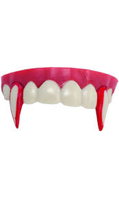 Assorti = pas le choix du modèle, surprise ! Dentier Vampire Avec 2 Canines Ensanglante Pour Deguisement Halloween