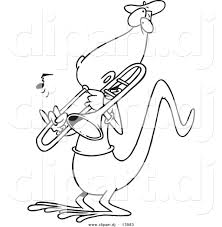 Fuinny gecko cartoon coloring page of lizard. Vector Of Cartoon Lizard Playing A Trombone Coloring Page Outline By Toonaday 13983