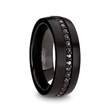 Vishnu Black Sapphires Tungsten Ring Black Titanium Ring Black Tungsten Rings Black Tungsten Wedding Band