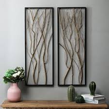 George Oliver 2 Piece Metal Branch Wall Decor Set Metal In Black Size Medium 24 36 High Small 12 24 In 2021 Wall Decor Set Tree Wall Decor Metal Wall Decor