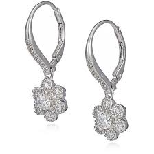 Diamonique 0 8ct Tw Flower Leverback Earrings Sterling Silver Qvc Uk Sterling Earrings Sterling Silver Earrings Leverback Earrings