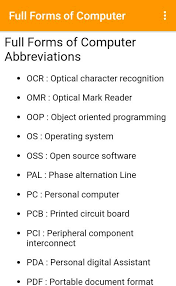 Computer stands for common operating machine particularly used for technology education & research. Computer Full Forms For Android Apk Download