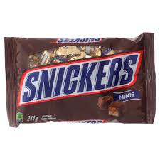 In a pack of 12 mini egss there like 190 calories so about 16 calories. Mini Snickers Laydown Fun Size Bag Dollarama