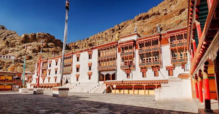 Courtyard of historic Hemis Monastery, AI generated