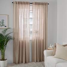 The 100% cotton curtain panels come with folding creases from packaging. Dytag Curtains 1 Pair Beige 57x98 Ikea In 2021 Beige Curtains Living Room Ikea Finds Linen Curtains Living Room
