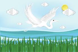 Birds Flying In The Sky Cartoon Bird Flying In Sky Over Water In 2020 Birds Flying Bird Vector Art