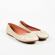 Alaia Beige Embossed Leather Round Toe Ballet Flats Sz 39 Ebay