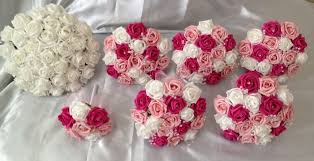 Wedding bouquets pink and white. Wedding Flowers 7 Artificial Foam Rose Bouquets Pink White Hot Pink Bride Flower