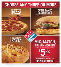 Domino S Pizza New Promotions Starting Today Choose Any Three Or More Breadbowl Pasta Oven Baked Sandwiches Or Medium One Topping Pizzas For 5 55 Each Minimum Of Three Items Facebook