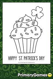 The history of the st. St Patrick S Day Cupcake Coloring Page Free Printable Pdf From Primarygames