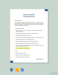 Free Brand Manager Job Description Template Ad Affiliate Manager Brand Free Template Job Description Template Jobs For Teachers Job Description
