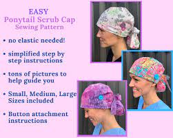 Ponytail Scrub Hat Sewing Pattern Pdf Ponytail Surgical Cap Etsy Hat Patterns To Sew Scrub Hat Patterns Ponytail Scrub Cap Pattern