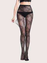 Deluxe black patterned fishnet tights ladies womens pattern pantyhose floral uk. 1pair Flower Pattern Sheer Mesh Tights Shein Eur