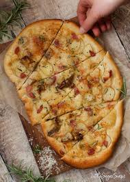 Pizza Bianca White Pizza With Potato Bacon And Artichoke In 2020 Beer Pizza Dough Pizza Dough Cooking Pizza