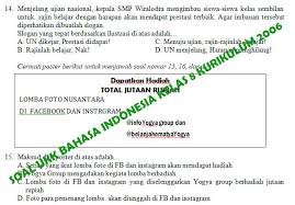 Kunci jawaban soal ulangan pas / uas bahasa indonesia kelas 8 smp. Kisi Kisi Soal Ukk Kelas 8 Bahasa Indonesia Jawabanku Id