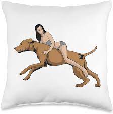 Amazon.com: Art Stuff Woman Riding A Dog Throw Pillow, 16x16, Multicolor :  Home & Kitchen