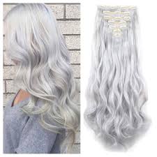Silver Clip In Hair Extensions Silver Hair Extensions 24 Silver Hair Extensions Clip In Hair Extensions Grey Hair Extensions
