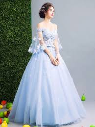 Light Blue Off Shoulder Floral Applique Ball Gown Prom Dress Chic244300 Withchic Vestidos Vestidos De Noiva Azuis Vestidos Incriveis