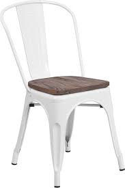 White Metal Stackable Chair W Wood Seat Flash Furniture Ch 31230 Wh Wd Gg In 2020 White Metal Chairs Metal Bistro Chairs Flash Furniture