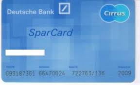 Bank Card Sparcard Deutsche Bank Germany Federal Republic Col De Cr 0004 01
