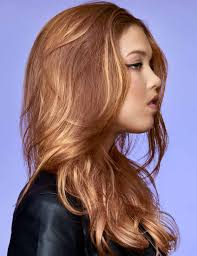 Ombré strawberry blonde strands, bright blue liner, and touches of yellow on top. Strawberry Blonde Balayage Redken