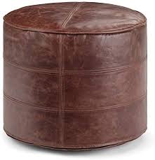 Get the best deals on leather bedroom bedroom furniture sets & suites. Simplihome Connor Round Pouf Footstool Upholstered In Distressed Brown Leather For The Living Room Bedroom And Kids Room Transitional Modern Buy Online At Best Price In Uae Amazon Ae