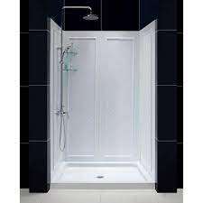 Check spelling or type a new query. Dreamline Slimline 48 In X 32 In Single Threshold Shower Base In White With Shower Backwalls Dl 6070c 01 The Home Depot