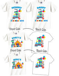 Twin Birthday Shirts For Adults Birthday Shirts For Mom And Dad And Twin Birthday Child Family Birthday Set With Circus Birthday Shirts Family Birthdays Circus First Birthday
