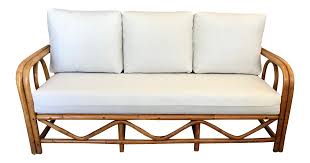 Lovely lounging rattan sofa from danish brand bloomingville. Boho Chic Original Natural Rattan Sofa With New Sunbrella Upholstery Chairish