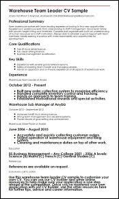 Team leader leadership experience example. Cv For Warehouse Worker Terat