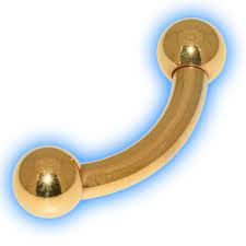 Gold Plated Curved Prince Albert Piercing Barbell Internally Threaded Pa Bar Large Balls