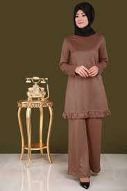 Neda Inci Detay Pantolonlu Takim Taba Urun Kodu Zmn6541 119 90 Tl Abaya Tarzi The Dress Batik Elbise