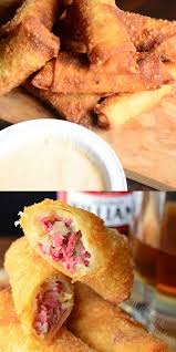 Reuben Egg Rolls Video In 2020 Egg Rolls Egg Roll Recipes Snacks