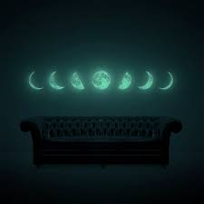 Waxing crescent, first quarter, waxing gibbous, full moon. Glowing Lunar Decals Moon Phase