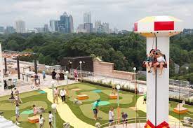 Ponce city market is not only located in the largest brick structure in the southeast, it also comes with a spacious rooftop terrace, offering pretty much easy to tell, the roof at ponce city market is a great rooftop venue for just about any occasion. Carnival Inspired Amusement Park On Ponce City Market S Roof Is Open Atlanta Magazine